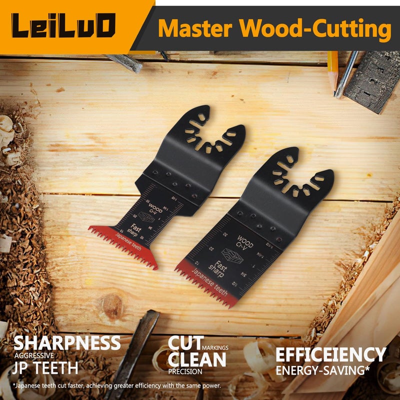 LEILUO 100 Pcs Multitool Blades Japanese Teeth Fast Cutting Oscillating Tool Blades CRV Material Oscillating Saw Blades Universal Accessories with Storage Bag Fit DeWalt Milwaukee Makita and More - Image 5